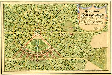 Idealplan von 1718 ohne die Taglöhnersiedlung Dörfle.