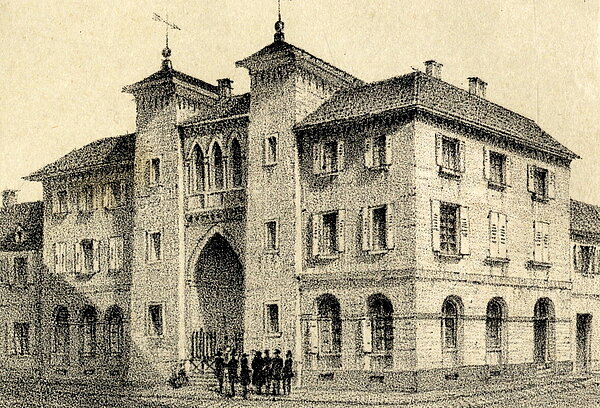 Synagoge Ecke Kronenstraße/Kaiserstraße, erbaut 1798-1800, abgebrannt 1871