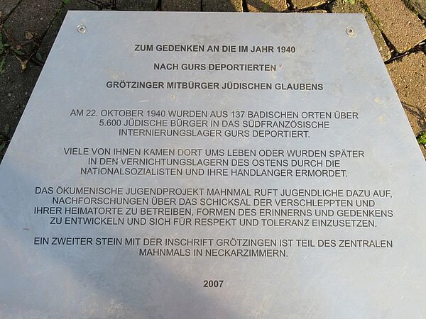 Ansicht des Mahnmals