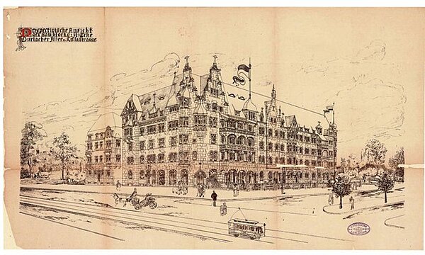 Durlacher Allee 69: Entwurf für den Neubau eines Wohnhauses für J. Voigt, Mechanische Industrie GmbH, November 1904