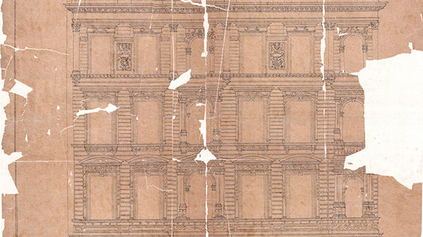 Wohn- und Geschäftshaus auf dem Grundstück des Gasthauses "Stadt Straßburg", Kaiserstraße 113, Fassadenansicht zur Kaiserstraße, 1880