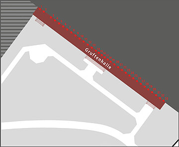 Teaserbild: Planausschnitt der Gruftenhalle auf dem Alten Friedhof