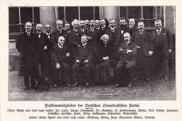 Die erste Fraktion der DDP im Badischen Landtag, Postkarte 1919