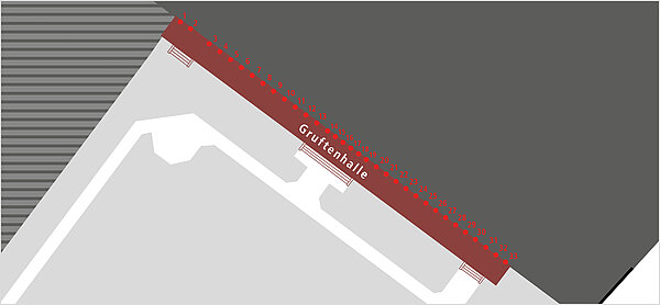 Planausschnitt der Gruftenhalle auf dem Alten Friedhof