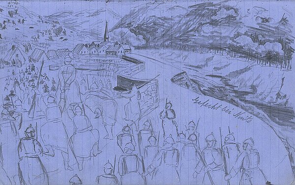 Zeichnung über das Gefecht bei Nuits