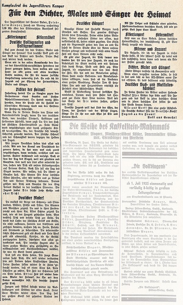 Rundfunkansprache des badischen HJ-Führers Kemper vom 26. Juni 1933, Der Führer vom 27. Juni 1933