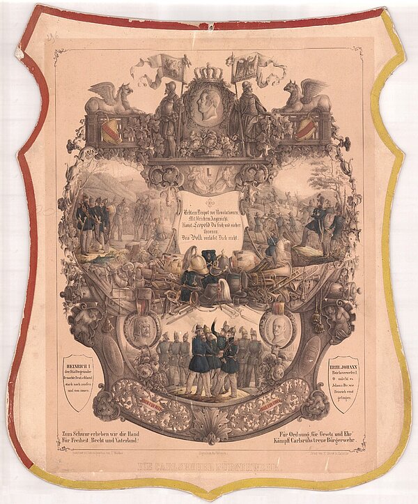 Lithographie: Die Carlsruher Bürgerwehr