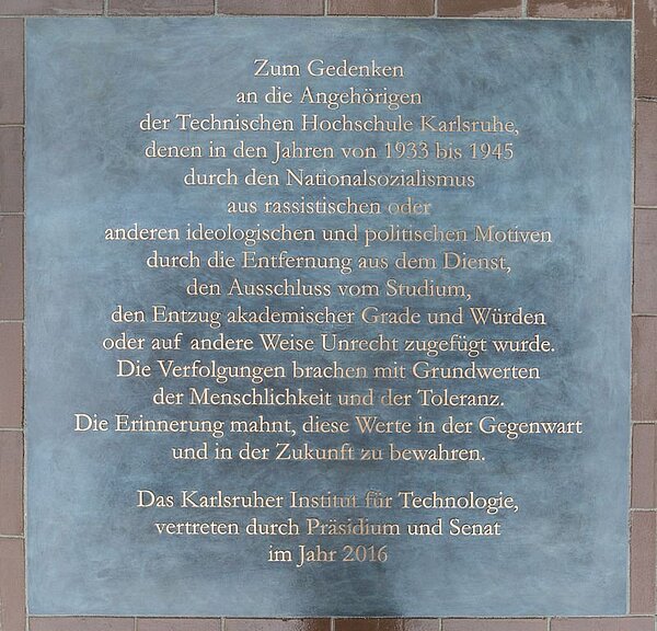 Ansicht der Gedenktafel