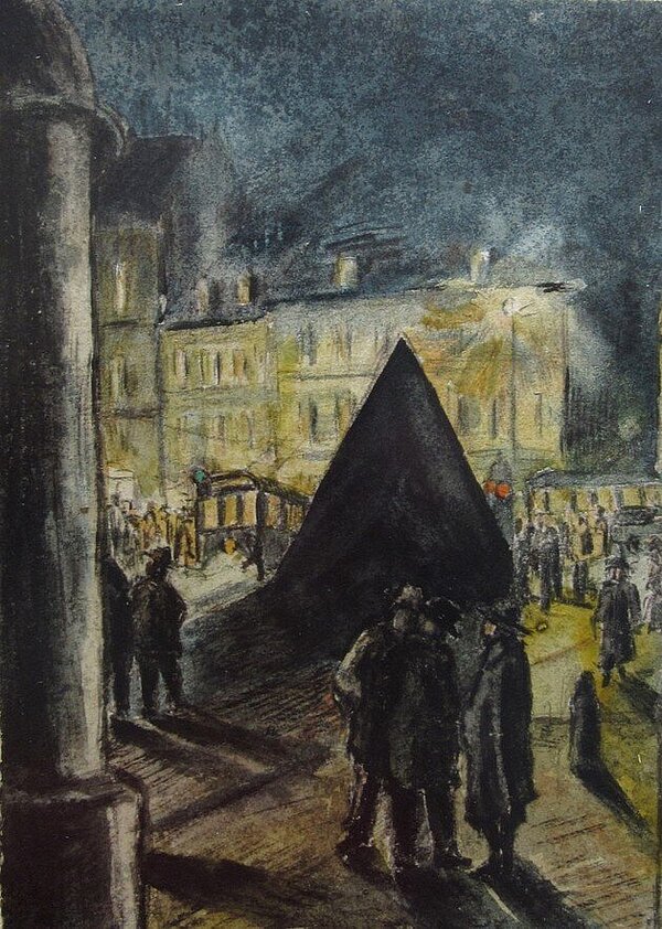 Aquarell "Marktplatz mit Pyramide", Rolf Müller-Landau