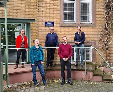 Das neue Führungsteam von Stadtarchiv und Historische Museen (v.l.n.r. Susanne Brenneisen, Dr. Katrin Dort, Dr. Volker Steck, Dr. Ferdinand Leikam und Dr. Christiane Sutter) 2021