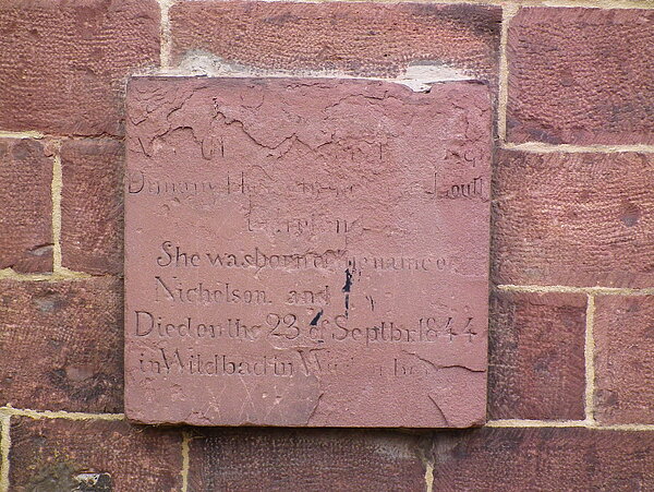 Grabplatte Christine Bellingham. Die Grabplatte ist seit 2021/22 nicht mehr vorhanden.