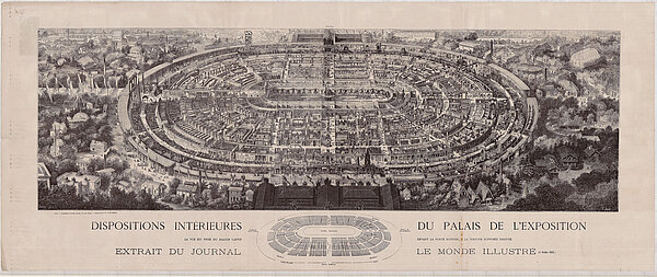 Panorama der Ausstellungshallen der Pariser Weltausstellung von 1867