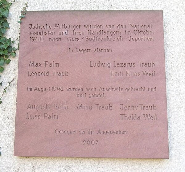 Ansicht der Gedenktafel