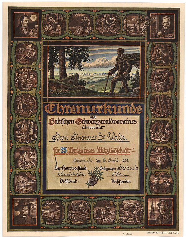 Ehrenurkunde des Schwarzwaldvereins 1933