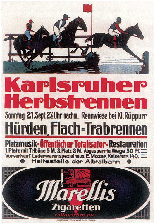 Werbung für die Pferderennen in Klein-Rüppurr 1913