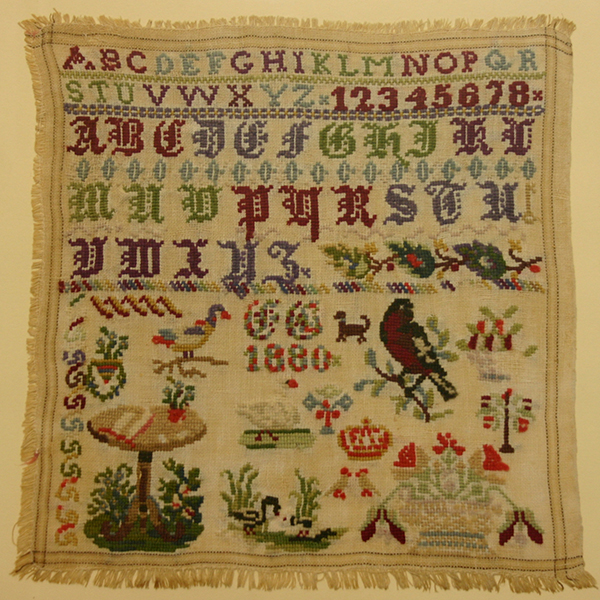 Stickmustertuch aus dem Jahr 1880