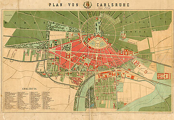Stadtplan um 1868 vor Beginn der Hochindustrialisierung.
