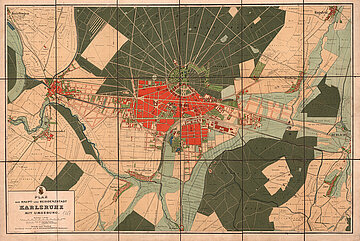 Stadtplan von 1886 mit der in diesem Jahr eingemeindeten Stadt Mühlburg. 