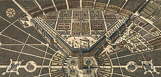 Ansicht der Stadt von Norden 1739, kolorierter Kupferstich nach einer Zeichnung des Hofgärtners Christian Thran. 