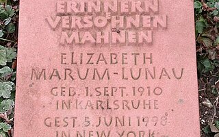 Ansicht des Gedenksteins für Elisabeth Marum-Lunau