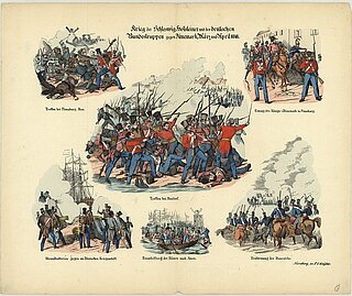 Bildliche Darstellung des Krieges der Schleswig-Holsteiner und den deutschen Bundestruppen gegen Dänemark im März und April 1848 von Peter Carl Geissler, Nürnberg