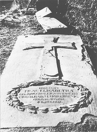 Grabdenkmal Elisabetha Hönig mit noch intakter Inschrift, Foto vor 1944