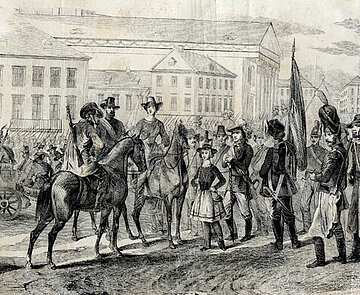 Einmarsch der pfälzischen Freischaren in Karlsruhe am 19. Juni 1849